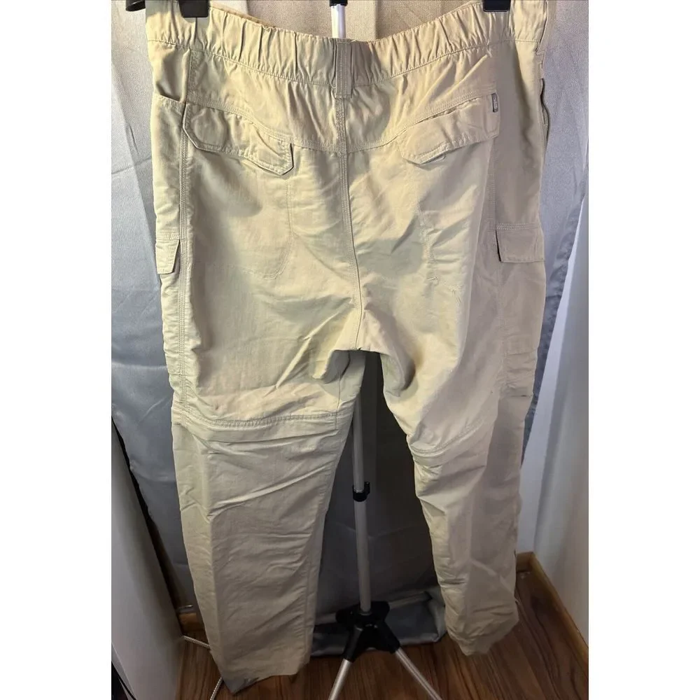 North Face Hiking Pant Mens XL Khaki Convertible Zip Shorts Elastic Waist Cargo‎